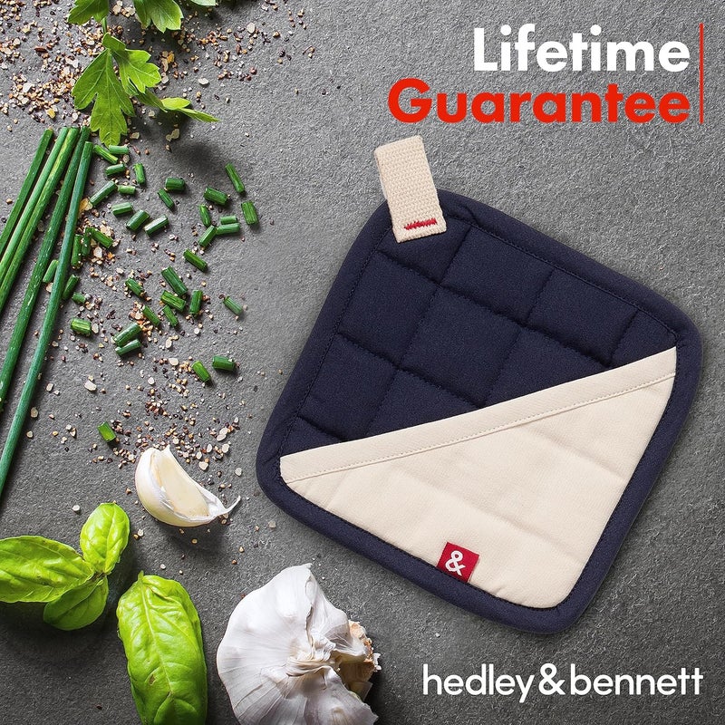 Hedley & Bennett Pot Holder with Pocket - Heat Resistant Kitchen Hot Pot Holders - Blueberry Blue - Image 5